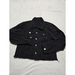 Levi’s Womens Medium Black Trucker Cropped Denim Jacket Fitted with Stretch
